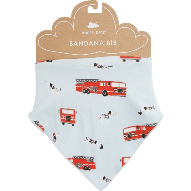 Firetruck Bandana Bib, Blue - Bibs - 1