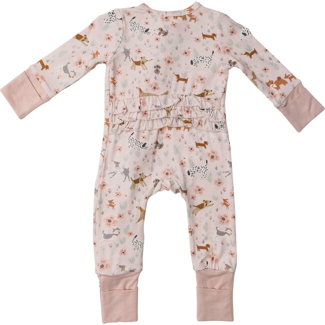 Floral Pups Romper, Pink