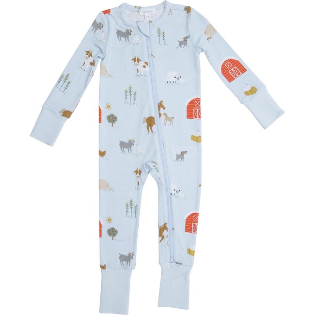 Farm Romper, Blue - Rompers - 1