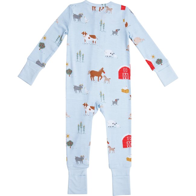 Farm Romper, Blue - Rompers - 2