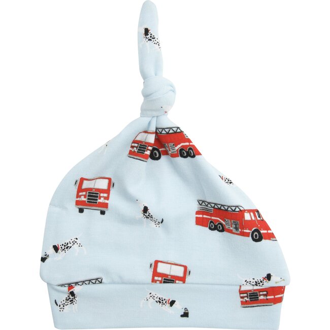 Firetruck Knotted Hat, Blue - Hats - 1