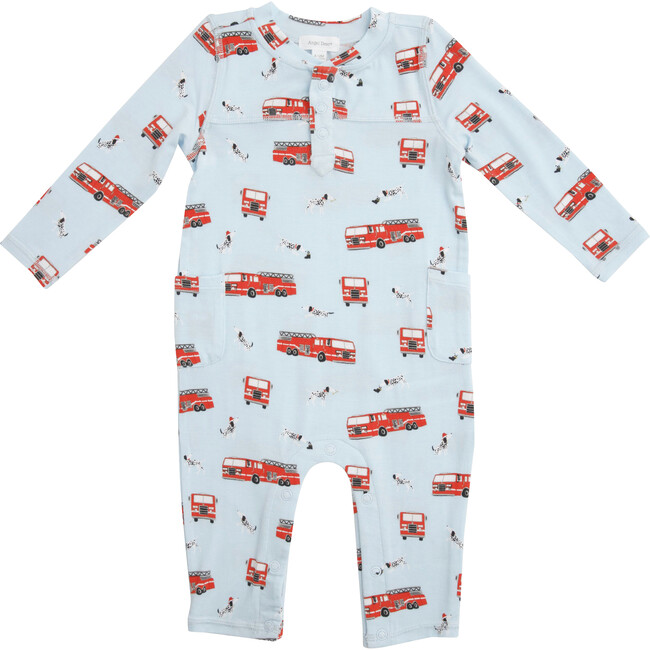 Firetruck Romper with Pockets, Blue