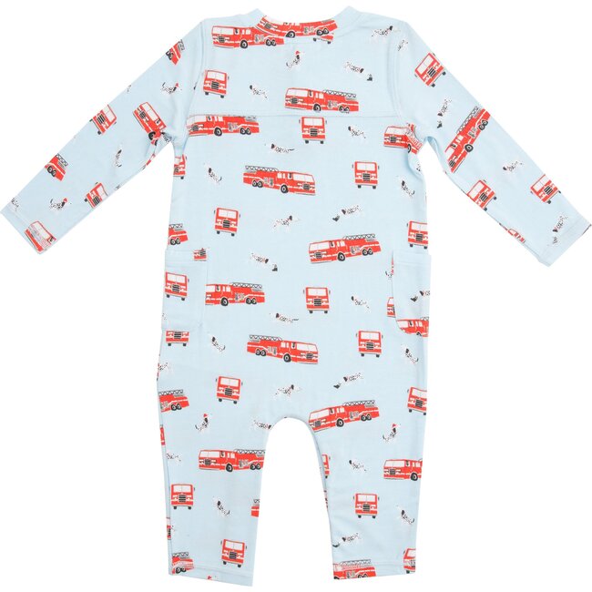 Firetruck Romper with Pockets, Blue