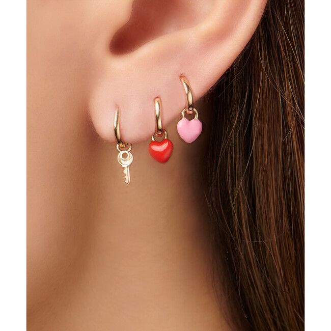 Women's Tiny Enamel Heart Huggy Earring