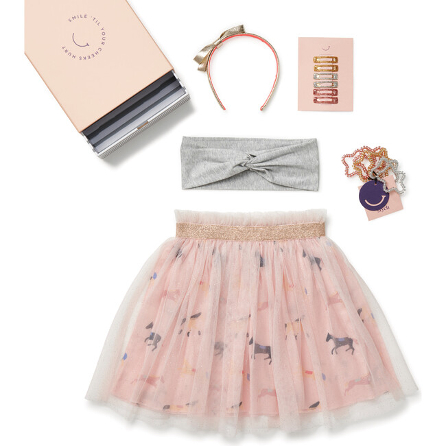 Carousel Printed Tulle Skirt Gift Box, Pink