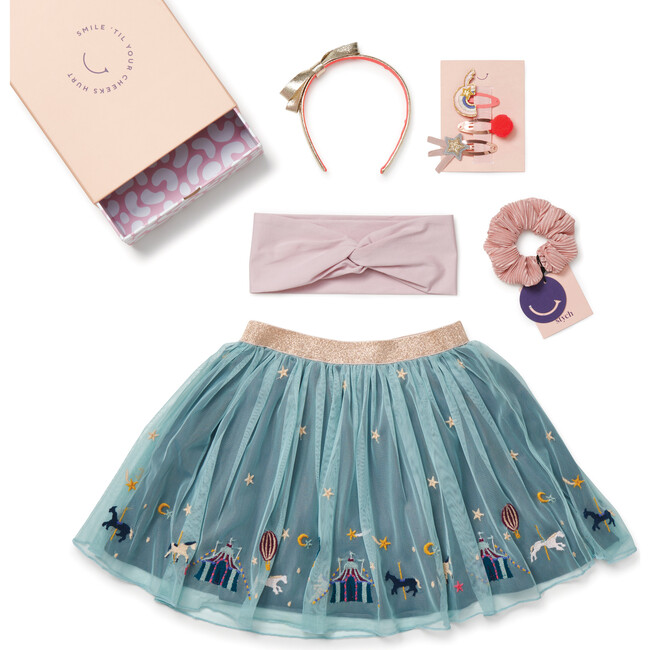 Once Upon A Time Embroidered Skirt Gift Box, Teal - Mixed Gift Set - 1