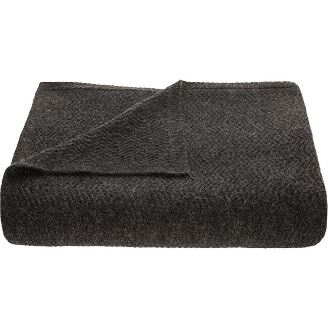 Wave Knitted Throw, Charcoal