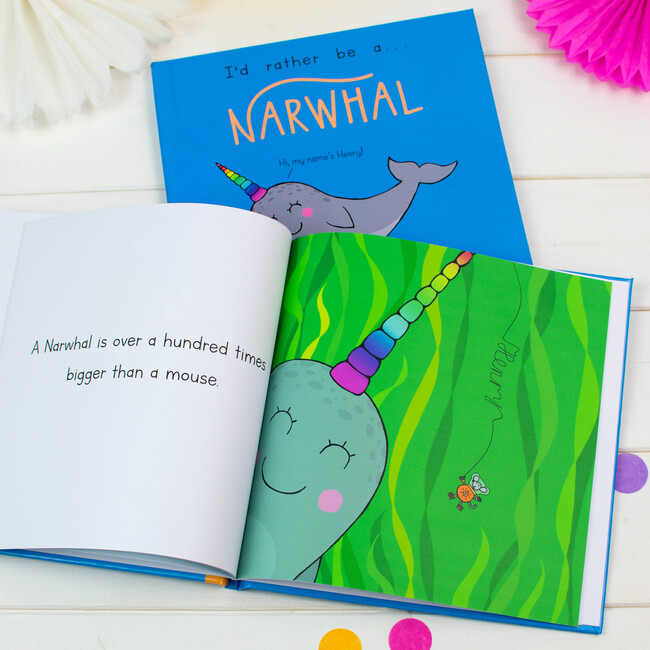 Personalized I'd Rather Be a Narwhal Story, Hardback - Books - 5