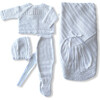 Take Me Home Bundle, White Knitted 3-Piece Set & Blanket - Mixed Apparel Set - 1 - thumbnail