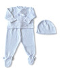 Knitted 3-Piece Set, White with Bow - Mixed Apparel Set - 1 - thumbnail
