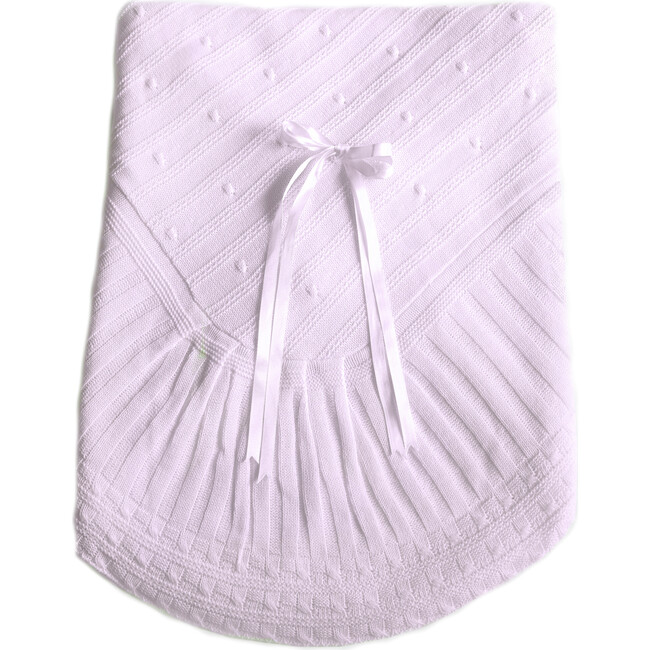 Knitted Blanket, Pink with Bow - Blankets - 1