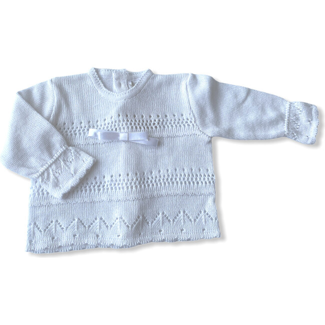 Knitted 3-Piece Set, White with Bow - Mixed Apparel Set - 3