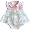 Knitted 3-Piece Set Dress with Bloomer, White with Pink - Mixed Apparel Set - 1 - thumbnail