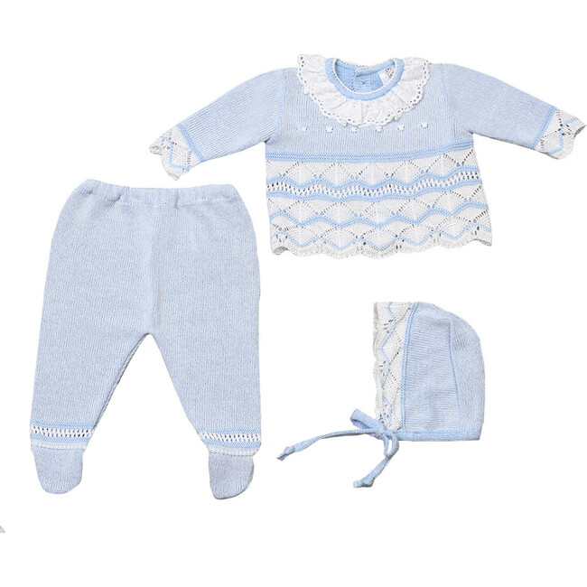 Knitted 3-Piece Set, Blue - Mixed Apparel Set - 1