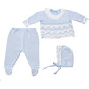 Knitted 3-Piece Set, Blue - Mixed Apparel Set - 1 - thumbnail