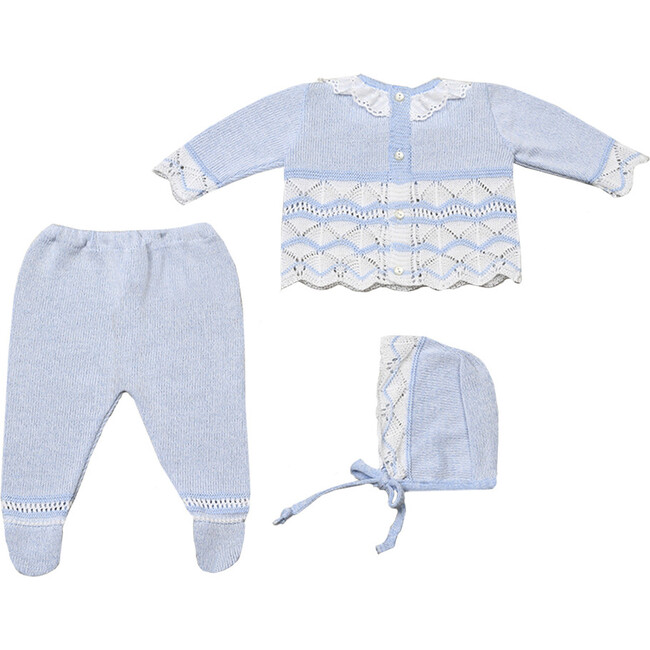 Knitted 3-Piece Set, Blue - Mixed Apparel Set - 2