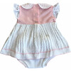 Knitted 3-Piece Set Dress with Bloomer, White with Pink - Mixed Apparel Set - 2