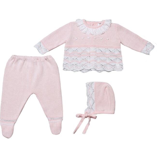 Knitted 3-Piece Set, Pink - Mixed Apparel Set - 1