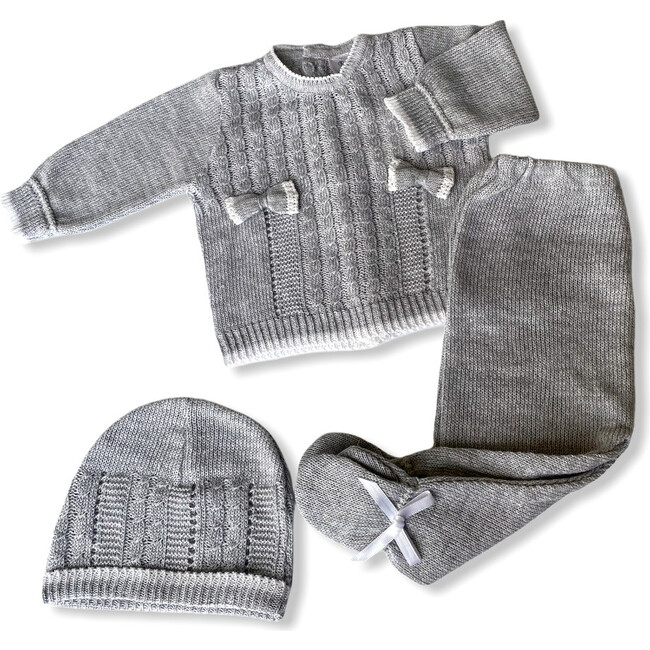 Knitted 3-Piece Set, Grey - Mixed Apparel Set - 1
