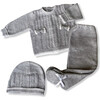 Knitted 3-Piece Set, Grey - Mixed Apparel Set - 1 - thumbnail