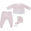 Knitted 3-Piece Set, Pink - Mixed Apparel Set - 2 - thumbnail