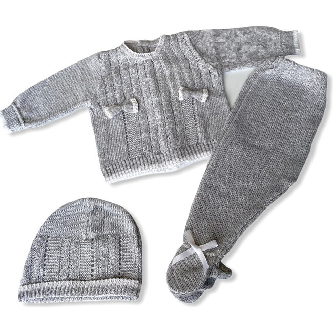 Knitted 3-Piece Set, Grey - Mixed Apparel Set - 2