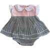 Knitted 2-Piece Set Dress with Bloomer, Pink with Grey - Mixed Apparel Set - 1 - thumbnail