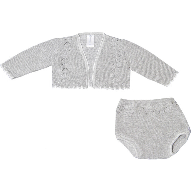 Knit Cardigan and Bloomer Set, Grey - Mixed Apparel Set - 1