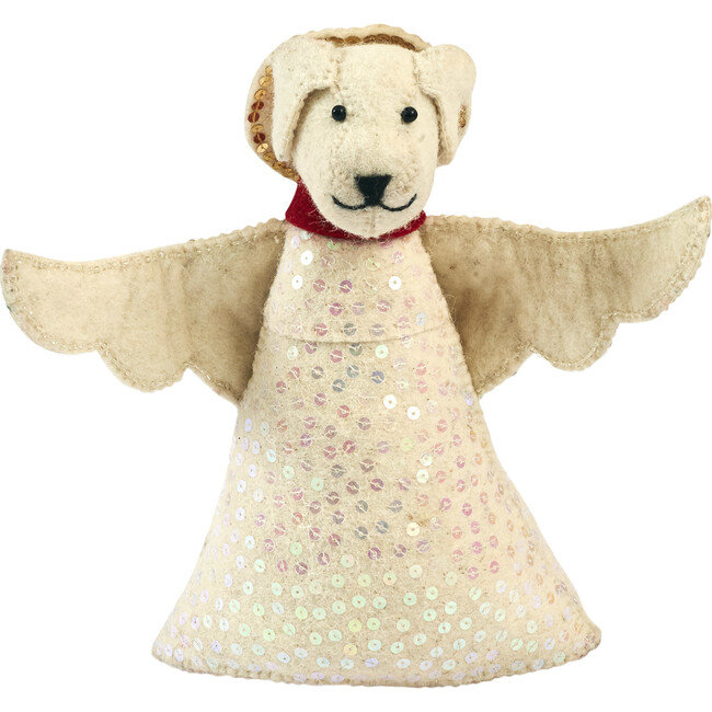 Dog Angel Holiday Tree Topper, White
