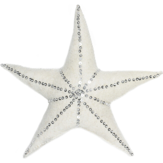 Wool Holiday Tree Topper, Silver Star