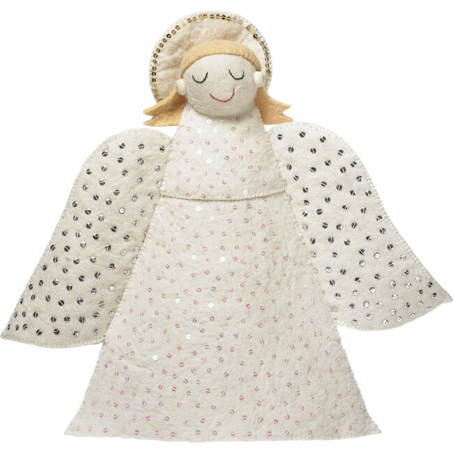 XL Wool Holiday Tree Topper, Angel