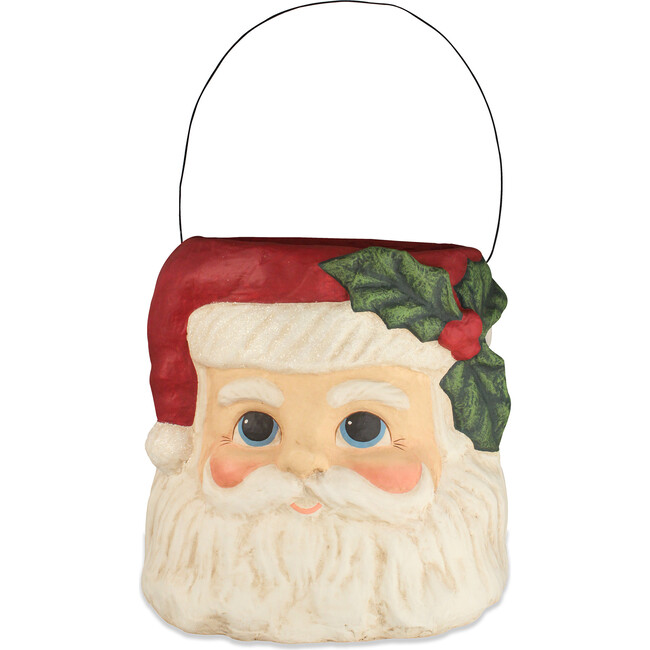 Holly Jolly Santa Paper Mache Bucket - Accents - 1