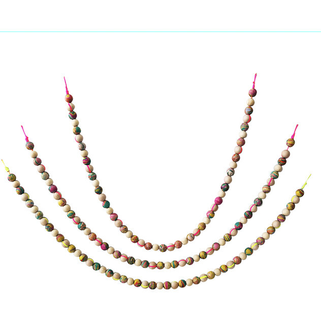Hand-Marbled Painted Wood Garland, Multi - Wall Décor - 1