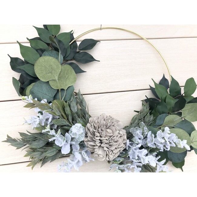 Farmhouse Hoop Wreath, Gray Dahlia - Wreaths - 2
