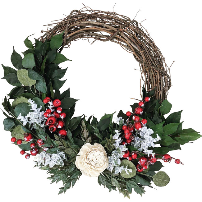Christmas Wreath, White Rose - Wreaths - 1