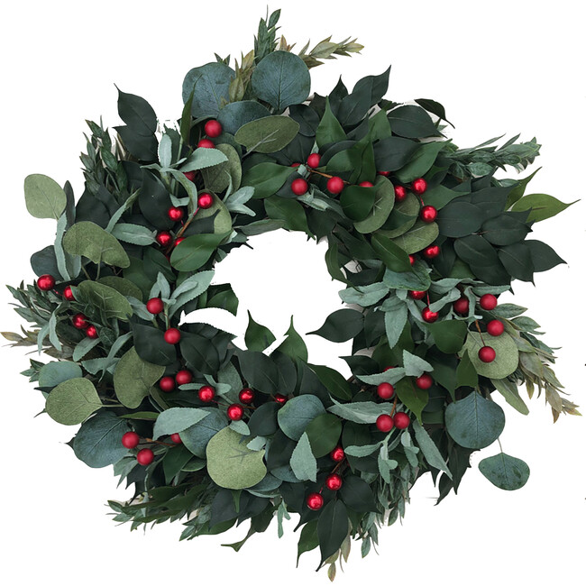 Christmas Wreath, Red Berries & Eucalyptus - Wreaths - 1