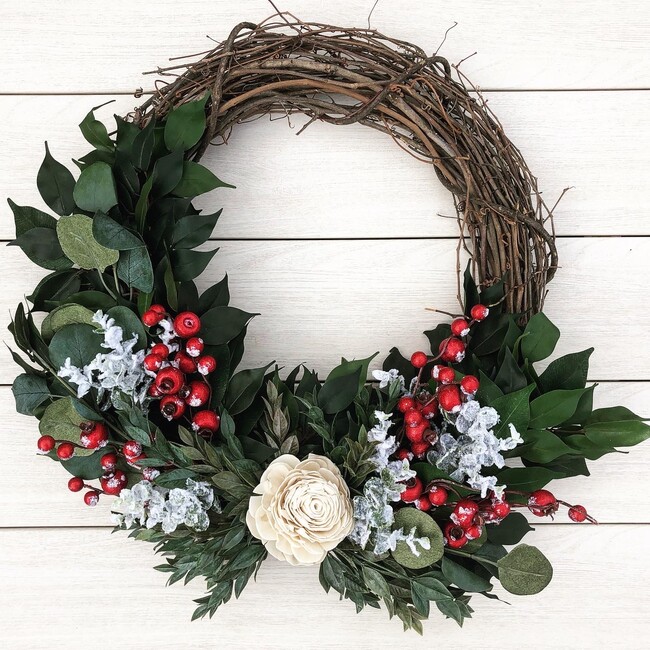 Christmas Wreath, White Rose - Wreaths - 2