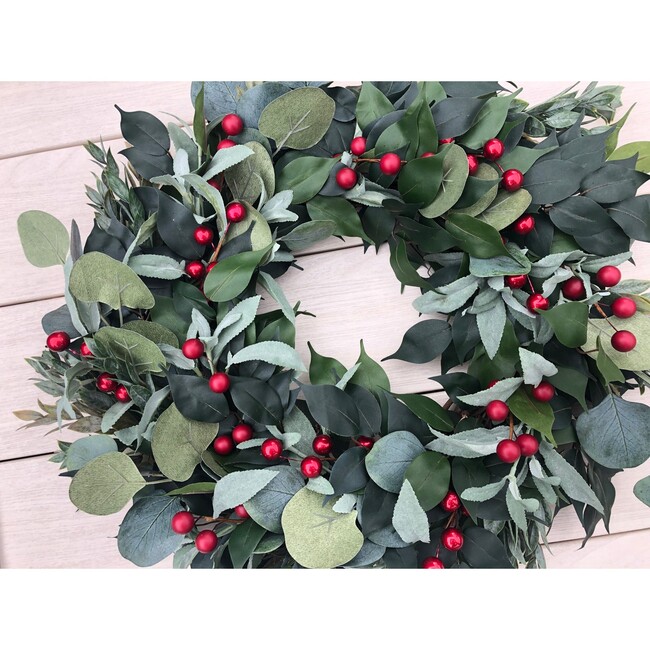 Christmas Wreath, Red Berries & Eucalyptus - Wreaths - 2