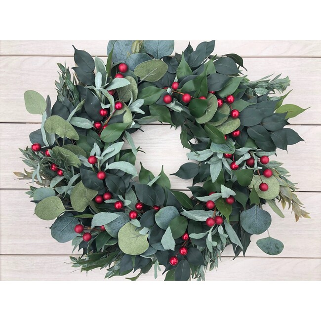 Christmas Wreath, Red Berries & Eucalyptus - Wreaths - 3