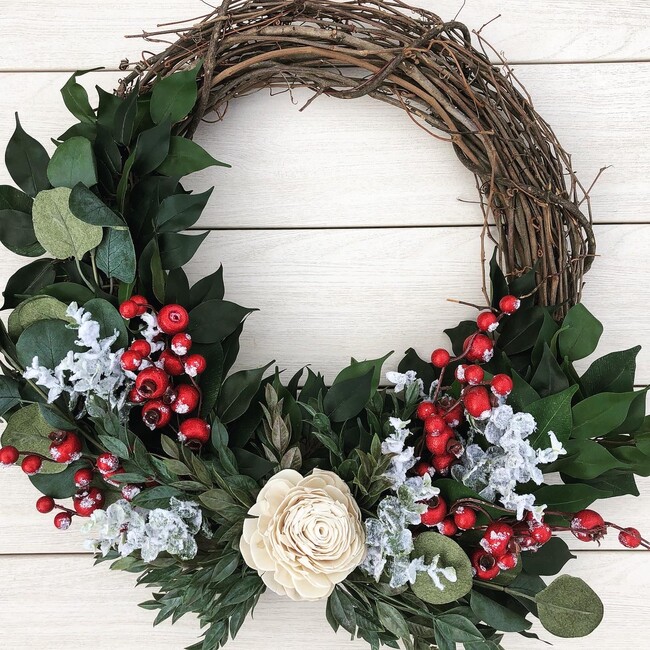 Christmas Wreath, White Rose - Wreaths - 5