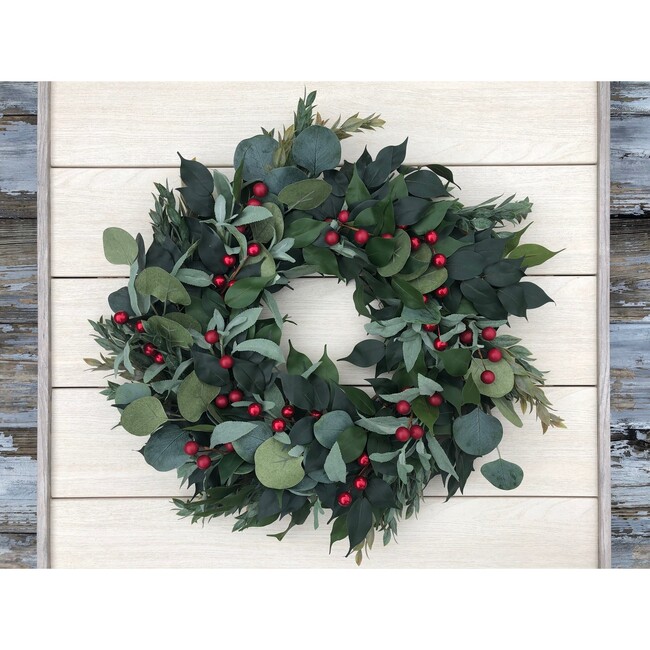 Christmas Wreath, Red Berries & Eucalyptus - Wreaths - 4