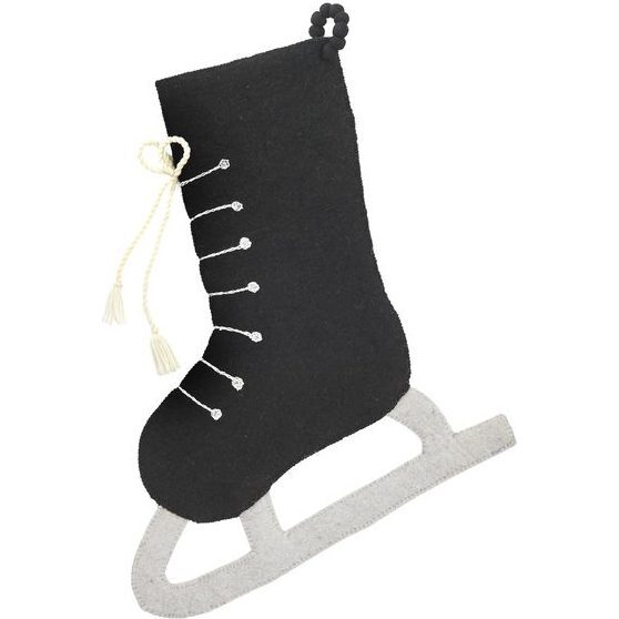 Ice Skate Christmas Stocking, Black - Stockings - 1
