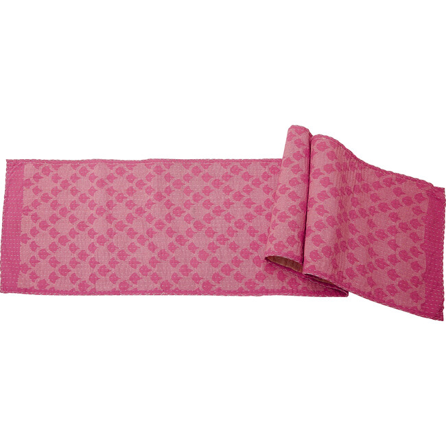 Cotton Table Runner, Pink Ginkgo