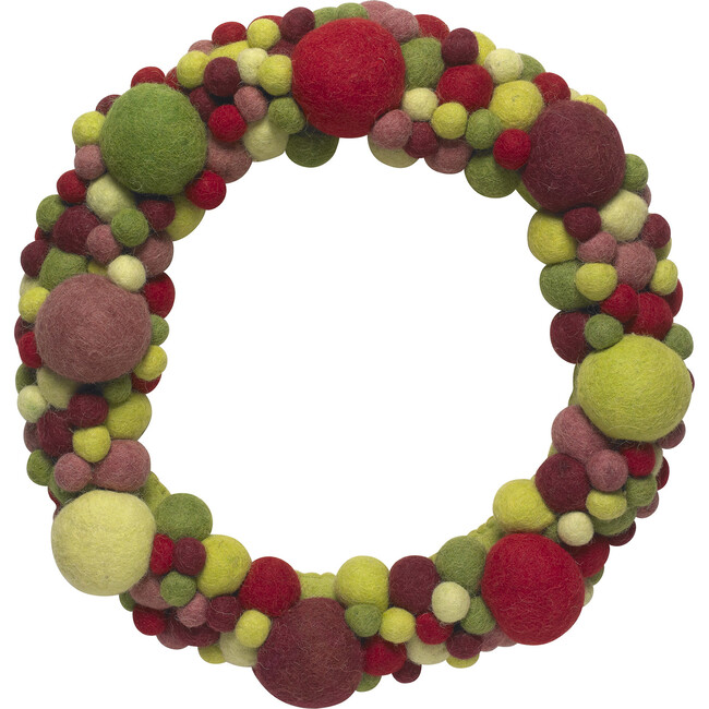 Handmade Ball Wreath, Red/Green Multi