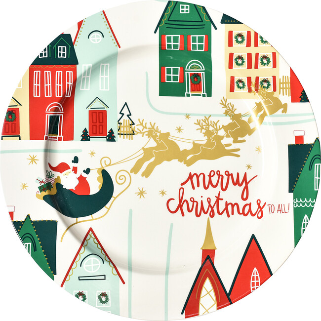 Vintage Christmas Village Platter - Tabletop Decor - 1