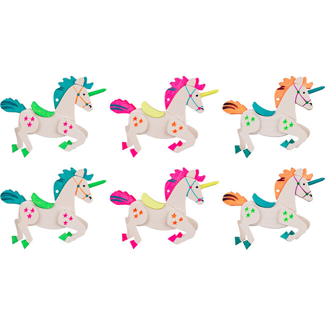 Set of 6 Unicorn Ornaments, Brights - Ornaments - 1