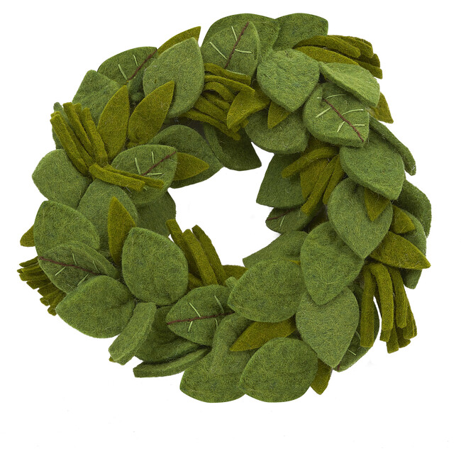 Green Leaves Wreath with Embroidery - Wreaths - 1