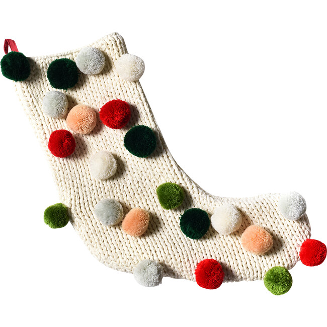 Knit Stocking With Pom Poms