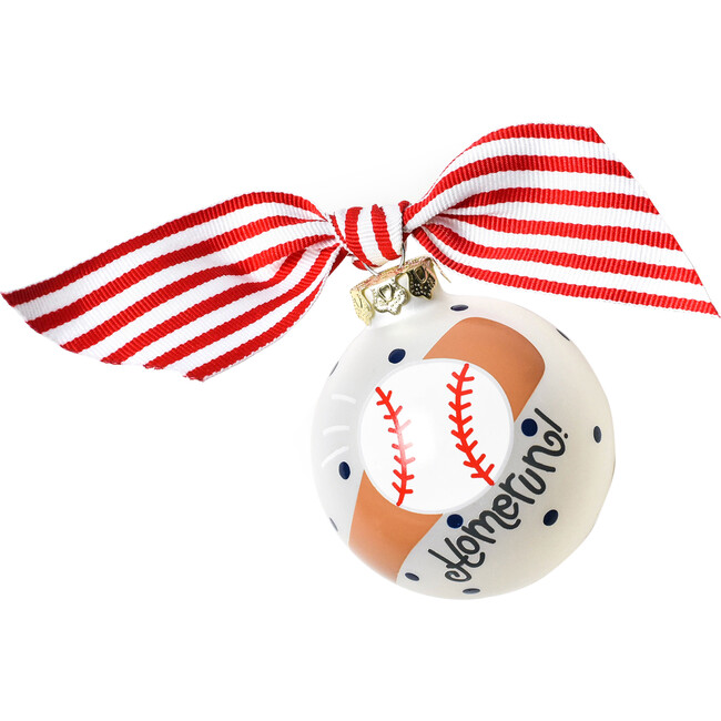 Baseball And Bat Glass Ornament