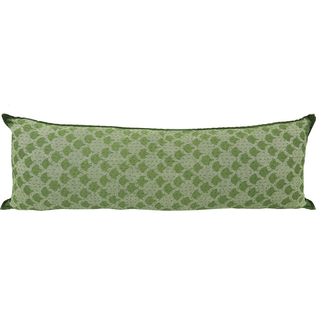 Cotton Lumbar Pillow, Green Ginkgo